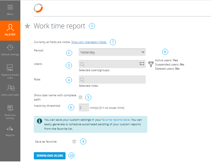 Work time report tab help Work time report tab help
